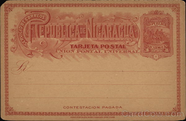 Republica de Nicaragua. Tarjeta Postal Central America