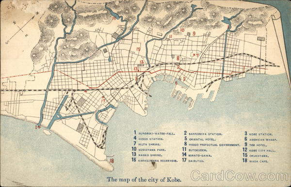 Map of the city of Kobe Japan