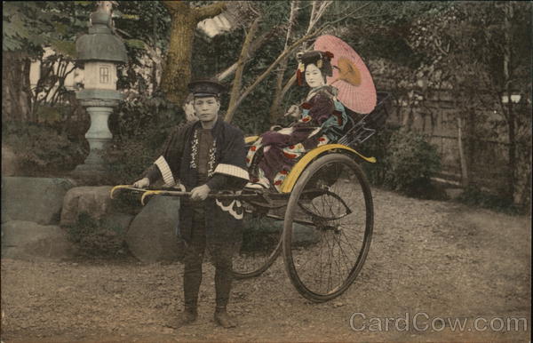 Off for a visit - Woman in Rickshaw Japan