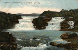 Lerfossen. Waterfall near Trondheim. Norway. Postcard Postcard