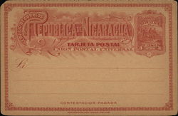 Republica de Nicaragua. Tarjeta Postal Postcard