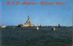 U. S. S. Alabama Welcome Home! Boats, Ships Postcard Postcard