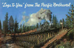 Log Train On Trestle Trains, Railroad Postcard Postcard