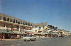 Business Section And Ocean Front Hotels Hampton Beach, NH Postcard Postcard