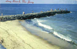 Fishing From A Stone Jetty At Long Branch Postcard