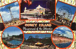 Coney Island Multi View New York Postcard Postcard