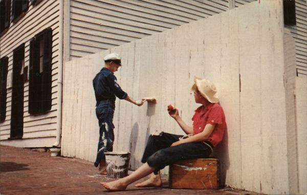Tom Sawyer watches John Briggs Whitewash the Fence Hannibal Missouri