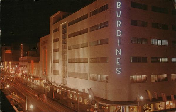 Flagler Street, at Night, in the Heart of Downtown Miami Florida