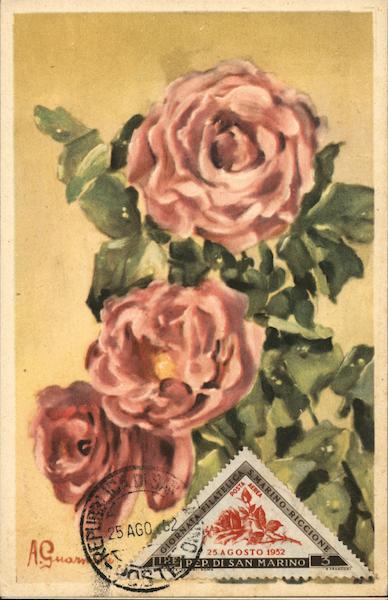 Painting of Roses by A. Guarmi d San Marino Italy