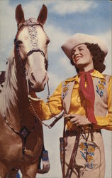 Cowgirl and Her Horse Cowboy Western Postcard Postcard Postcard