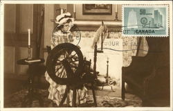 Spinning Yarn on a Spinning Wheel Postcard