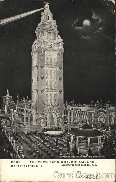 The Tower at Night, Dreamland, Coney Island New York