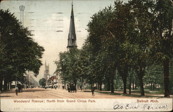 Woodward Avenue; North from Grand Circus Park Detroit Michigan