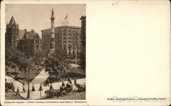 Lafayette Square - Public Library and Sailors Monument Buffalo New York