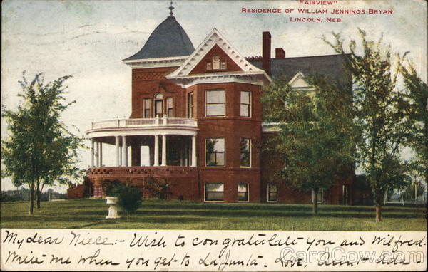 Fairview Residence of William Jennings Bryan Lincoln Nebraska