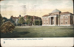 Hampton Institute - Virginia Hall and Library Postcard