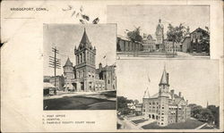 Post Office, Hospital and Fairfield County Court House Bridgeport, CT Postcard Postcard Postcard