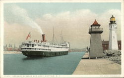 Harbor Enrance and Light Buffalo, NY Postcard Postcard 