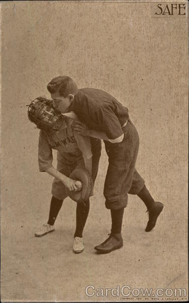 Baseball Player Kissing the Catcher