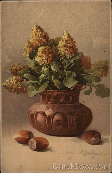 Bunch of Yellow Flowers in Brown Vase C. Klein