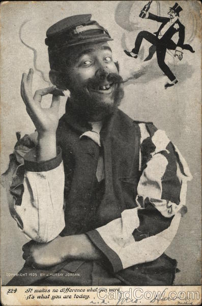 Bearded Soldier in Tattered Uniform with Cigar Comic, Funny