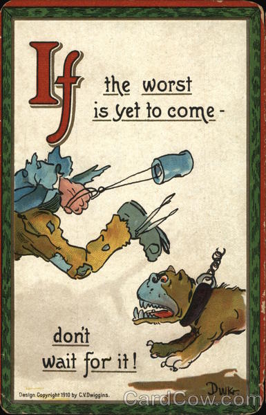 Unseen Man in Tattered Clothes Running from Dog DWIG