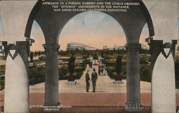 Approach to Formal Garden and Citrus Orchard 1915 Panama-California Exposition