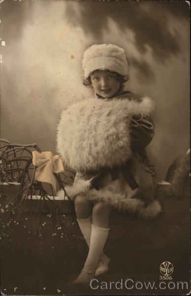 Young Girl Dressed in Fur with Giant Muff Girls
