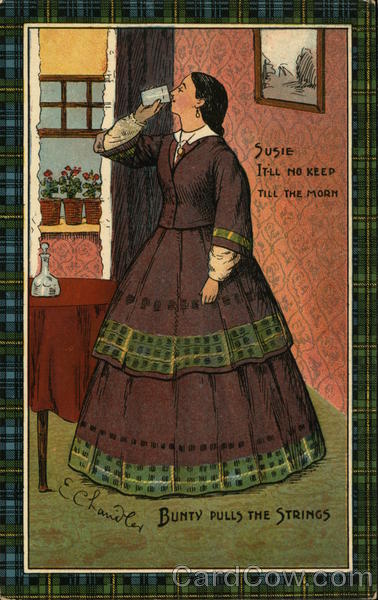 Dark-Haired Woman in Long Dress Drinking from a Glass