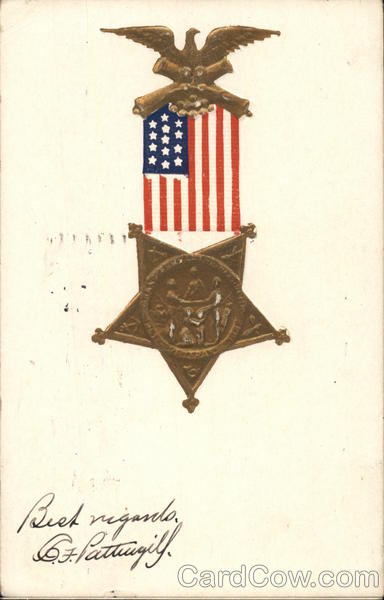 Military Medal with U. S. Flag and Eagle Patriotic