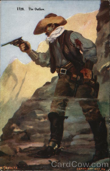 Cowboy, Shot in Arm, Is Pointing His Gun W. Schultz