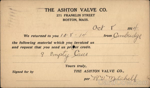 The Ashton Valve Co., 271 Franklin Street, Boston, Mass.