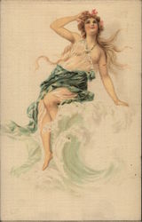 Partially Nude Woman With Long Blond Hair Postcard