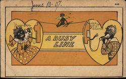 Two People on the Phone to Each Other, Cupid in the Middle Two People on the Phone to Each Other, Cupid in the Middle