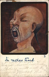 Chinese Man Yawning with Eyes Closed Chinese Man Yawning with Eyes Closed