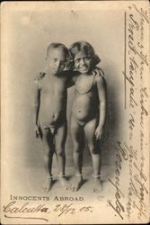 Two Nude Indian Children, Boy and Girl, With Arm Around Each Other Postcard Postcard Postcard