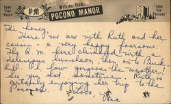 Written From... Pocono Manor Pennsylvania Postcard Postcard