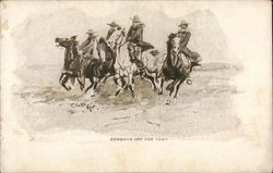 Cowboys Off For Town Postcard