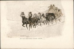 An Old Fashioned Stage Coach Cowboy Western Postcard Postcard Postcard