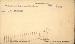 We Beg to Acknowledge Receipt of the Following: Postcard