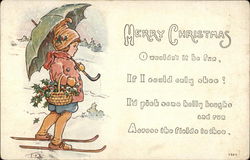 Merry Christmas Skiing Postcard Postcard Postcard