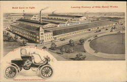 Factory: Olds Motor Works, Inset of Car Postcard
