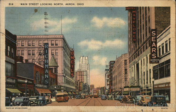 Main Street Looking North Akron Ohio