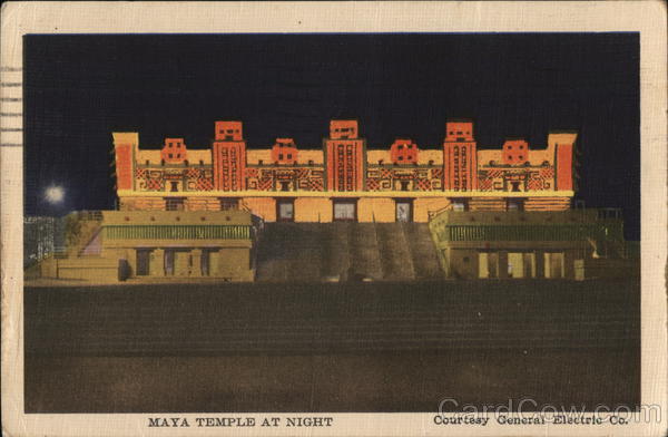 Maya Temple at Night 1933 Chicago World Fair