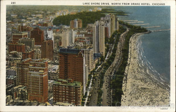 Lake Shore Drive, North from Drake Hotel Chicago Illinois