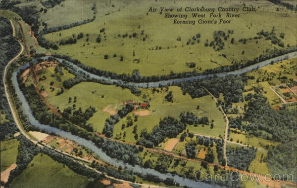 A View of Clarksburg Country Club, Showing West Fork River Forming Giant's Foot West Virginia