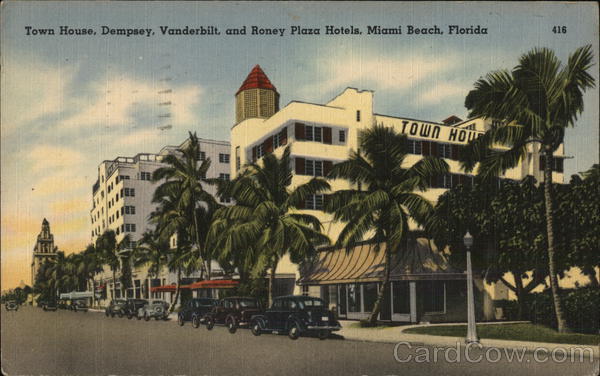 Town House, Dempsey, Vanderbilt and Roney Plaza Hotels Miami Beach Florida