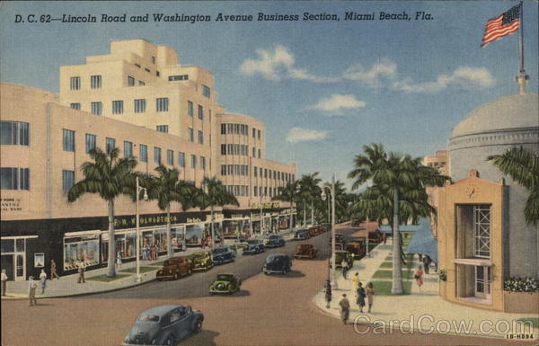 Lincoln Road and Washington Avenue Business Section Miami Beach Florida