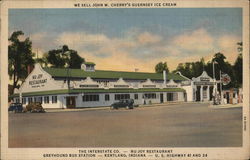 The Interstate Co. - Nu-Joy Restaurant, Greyhound Bus Station - U. S. Highway 41 and 24 Kentland, IN Postcard Postcard Postcard