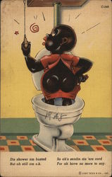 Black Boy in Toilet Black Americana Postcard Postcard Postcard